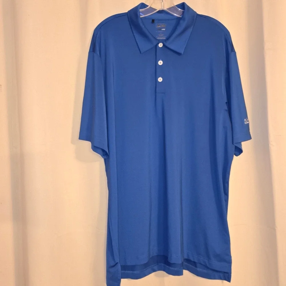 Adidas ClimaLite Golf Polo Shirt Men's XL Blue Woodmore Logo Athletic